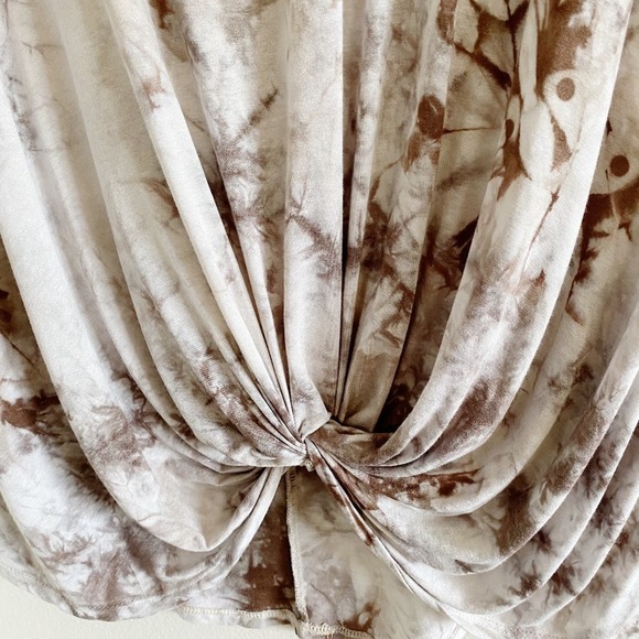 CY Tie Dye Short Sleeve T-Shirt Knotted Relaxed Fit Brown and White Size Medium - Picture 3 of 5